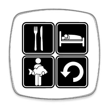 Eat sleep Angeln - Viereckiger Kühlschrankmagnet - Weiß - Vorne