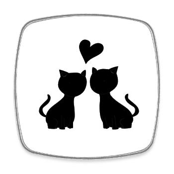 cat animals heart symbol cat - Square fridge magnet - white - Front