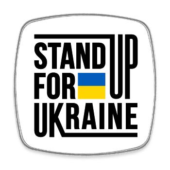 Stand Up For Ukraine with flag - Square fridge magnet - white - Front