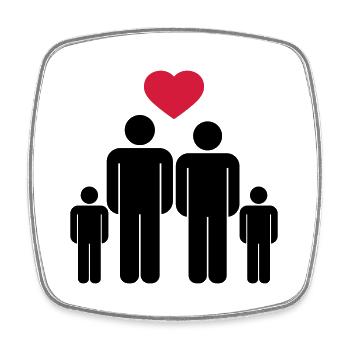 Small family Icon - Square fridge magnet - white - Front