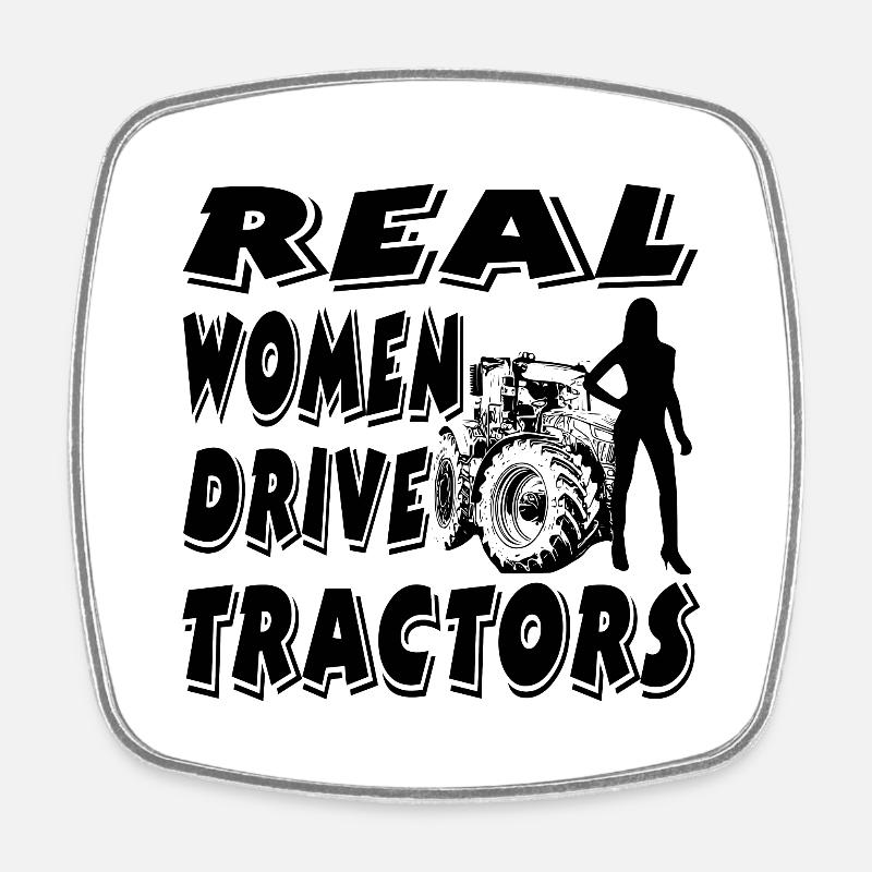 Tractor - Square fridge magnet - white