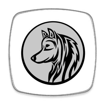Rund Wolf Tattoo - Viereckiger Kühlschrankmagnet - Weiß - Vorne