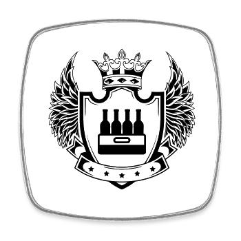 Caisse de bouteille de bière - Magnet carré - blanc - Devant