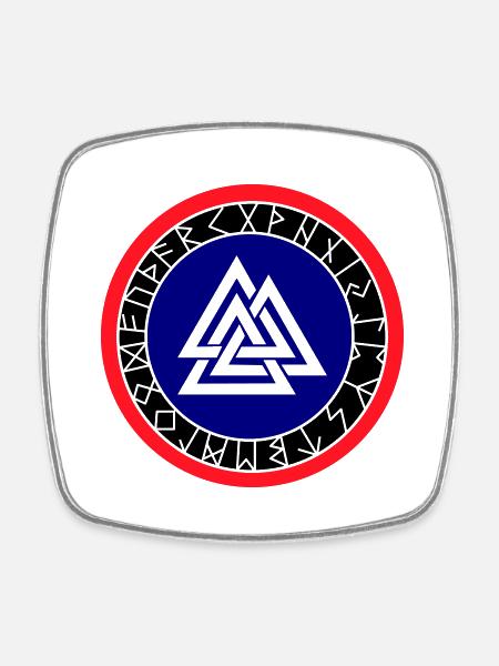 Wikinger Kompass Wotan - Viereckiger Kühlschrankmagnet - Weiß