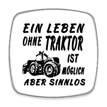 Traktor - Viereckiger Kühlschrankmagnet - Weiß - Vorne