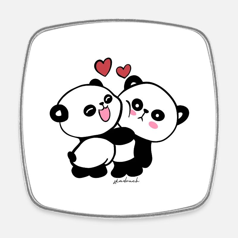 Panda skadouch 2 - Magnet carré - blanc