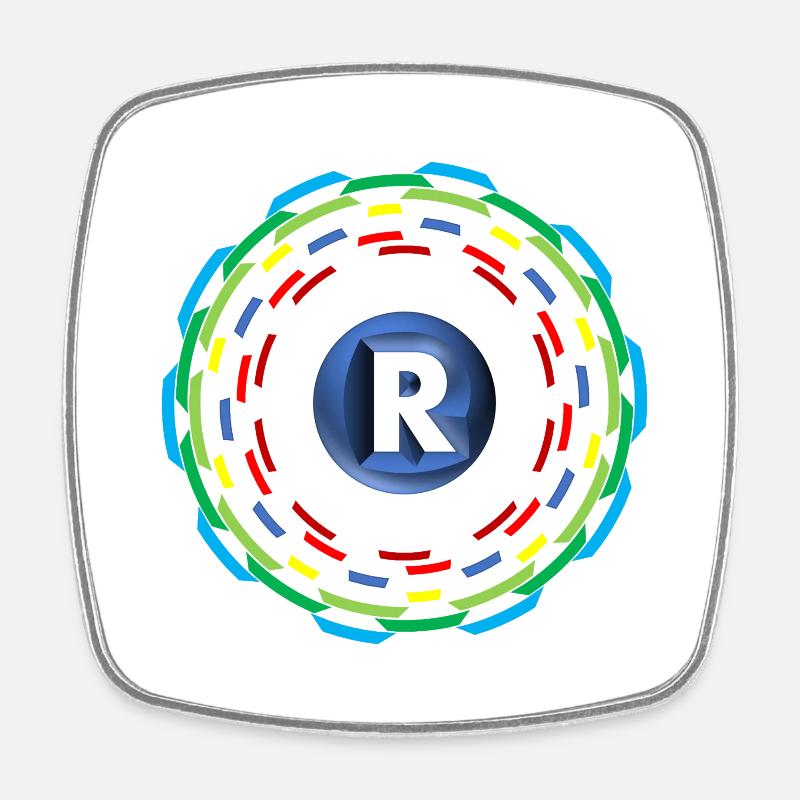 Cercles R - Magnet carré - blanc