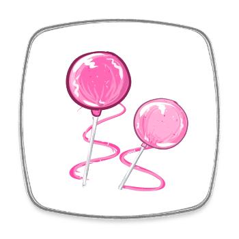 sucettes roses cake pop - Magnet carré - blanc - Devant