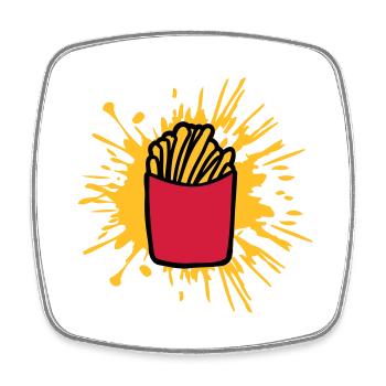 Farbklecks Pommes Frites - Viereckiger Kühlschrankmagnet - Weiß - Vorne