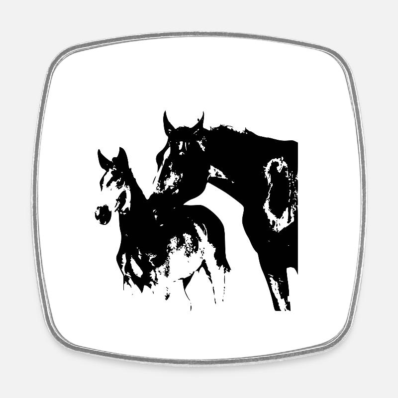 Cheval - Magnet carré - blanc