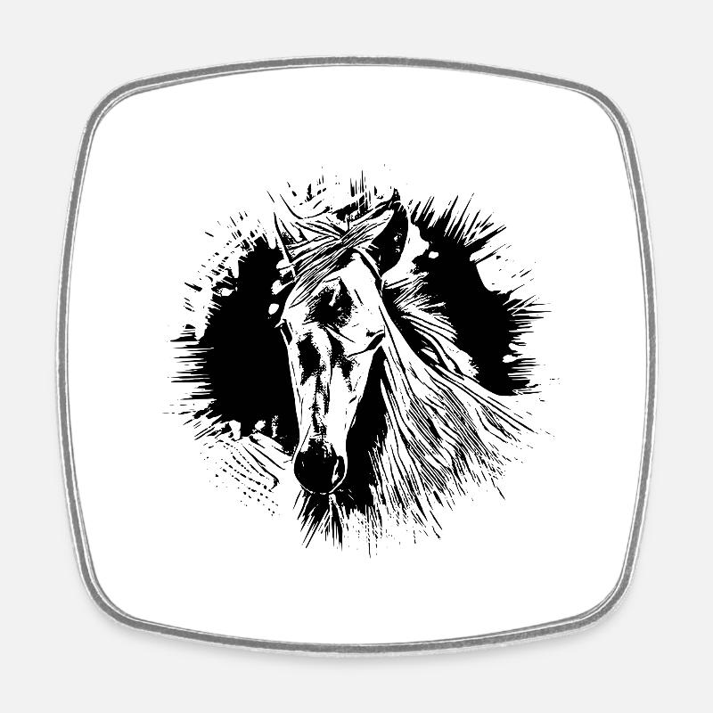 Pferd - Viereckiger Kühlschrankmagnet - Weiß