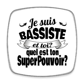 je suis bassiste - Magnet carré - blanc - Devant