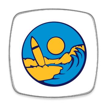 Surfboard Beach Wave - Square fridge magnet - white - Front