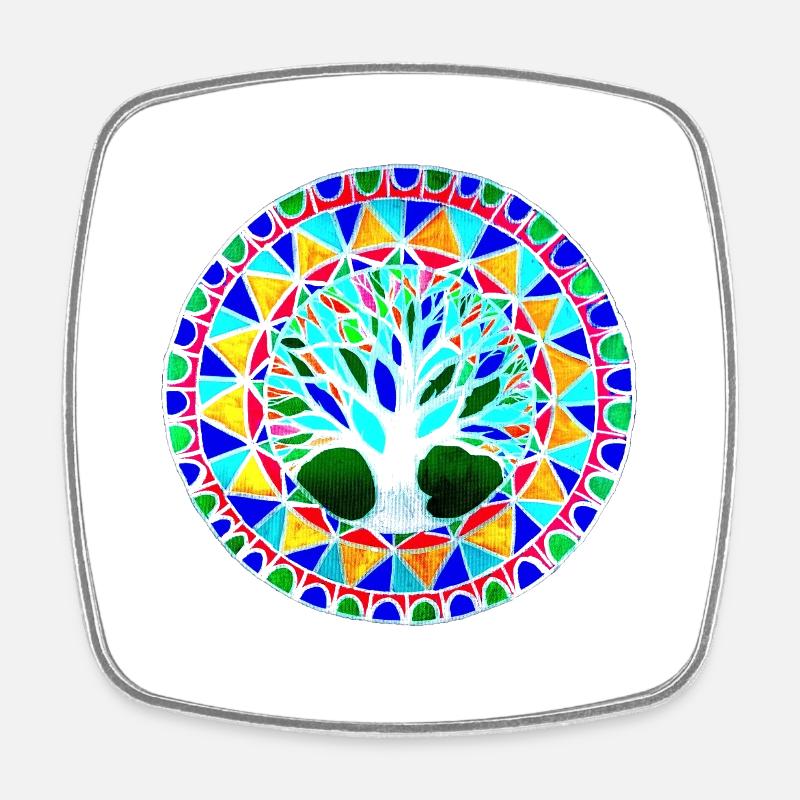 graphic tree pattern - Square fridge magnet - white