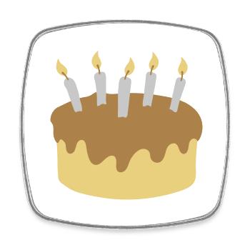 Gâteau d’anniversaire aux 5 bougies - Magnet carré - blanc - Devant