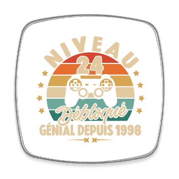 Cadeau Niveau 24 Débloquer Génial Depuis 1998 - Magnet carré - blanc - Devant