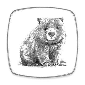 Wombat Realistic Handrawn - Square fridge magnet - white - Front