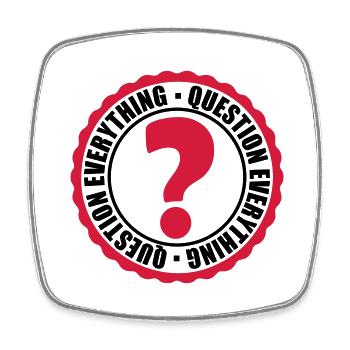 Question Everything Stempel - Viereckiger Kühlschrankmagnet - Weiß - Vorne