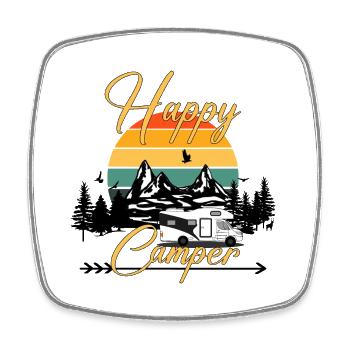 Happy Camper Wohnmobil Berge Sunset - Viereckiger Kühlschrankmagnet - Weiß - Vorne