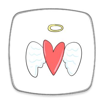 angel red heart protect love guardian angels - Square fridge magnet - white - Front