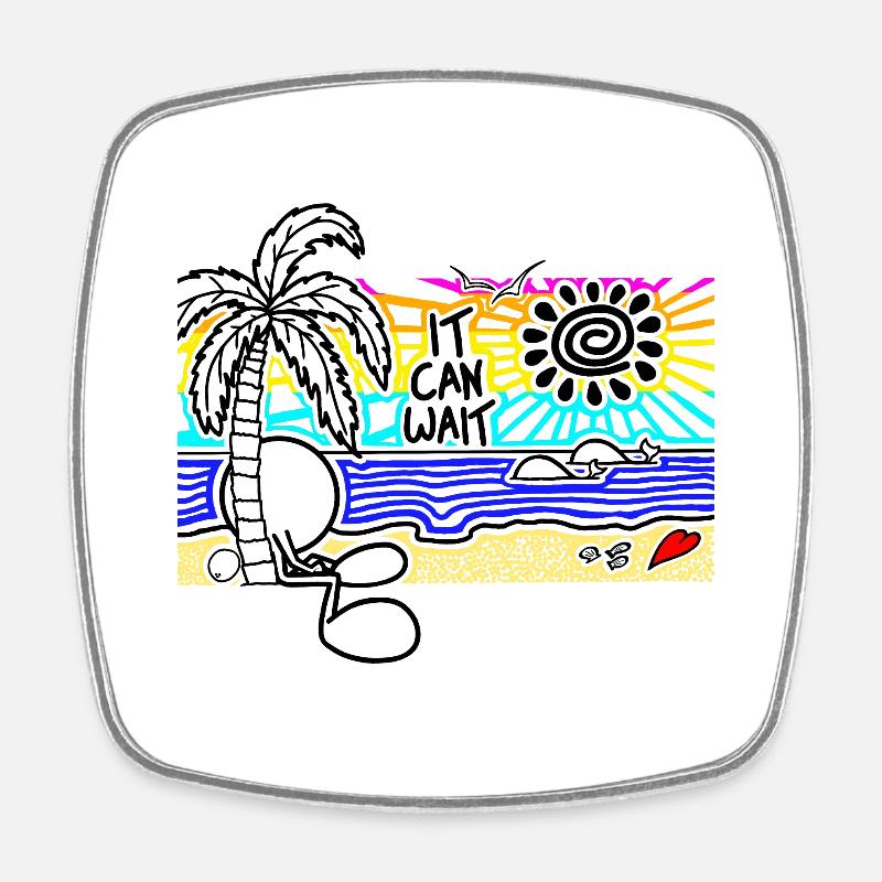 Il peut attendre sunset Doodle - Magnet carré - blanc