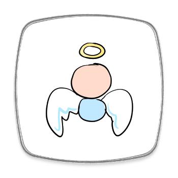 small angel symbol cartoon protector - Square fridge magnet - white - Front