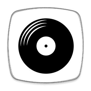 Disque vinyle rond - Magnet carré - blanc - Devant