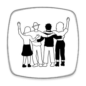 4 Friends Team - Square fridge magnet - white - Front