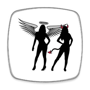 Angel Devil Girls - Square fridge magnet - white - Front