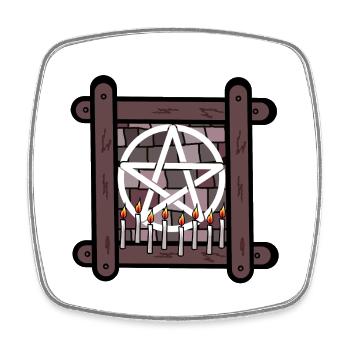 Satan spirituel occulte Rituel Diable Pentagramme - Magnet carré - blanc - Devant