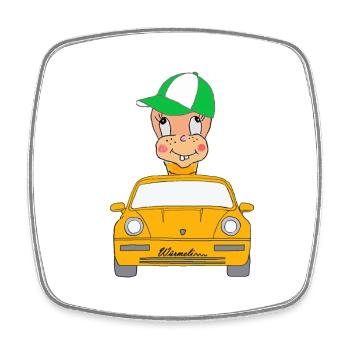 Würmeli aus dem Auto - Viereckiger Kühlschrankmagnet - Weiß - Vorne