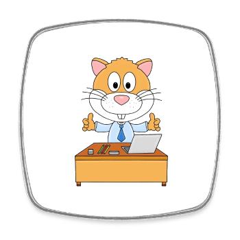 HAMSTER - BÜRO - ARBEIT - SCHREIBTISCH - BERUF - Viereckiger Kühlschrankmagnet - Weiß - Vorne