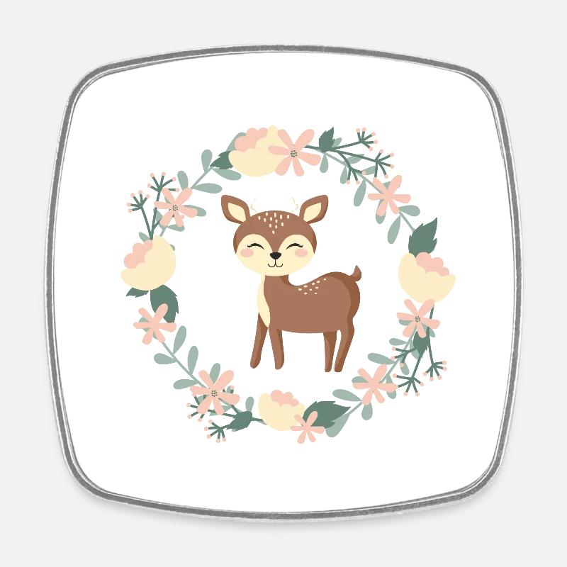 doux petit cerf - Magnet carré - blanc