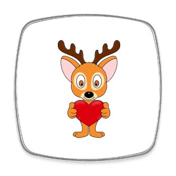 REH - HERZ - LIEBE - LOVE - VERLIEBT - TIERLIEB - Viereckiger Kühlschrankmagnet - Weiß - Vorne