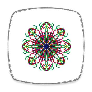 Geometrische Blume - Viereckiger Kühlschrankmagnet - Weiß - Vorne