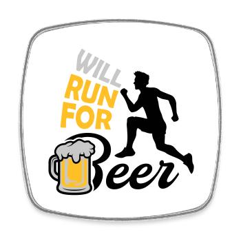 Run for Beer - Square fridge magnet - white - Front