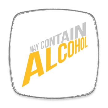 May contain alcohol Text - Square fridge magnet - white - Front
