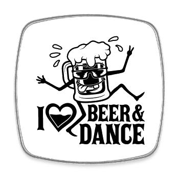 Beer and Dance Love - Square fridge magnet - white - Front