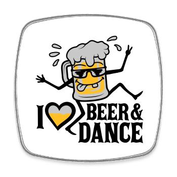 Love Beer and Dance - Square fridge magnet - white - Front