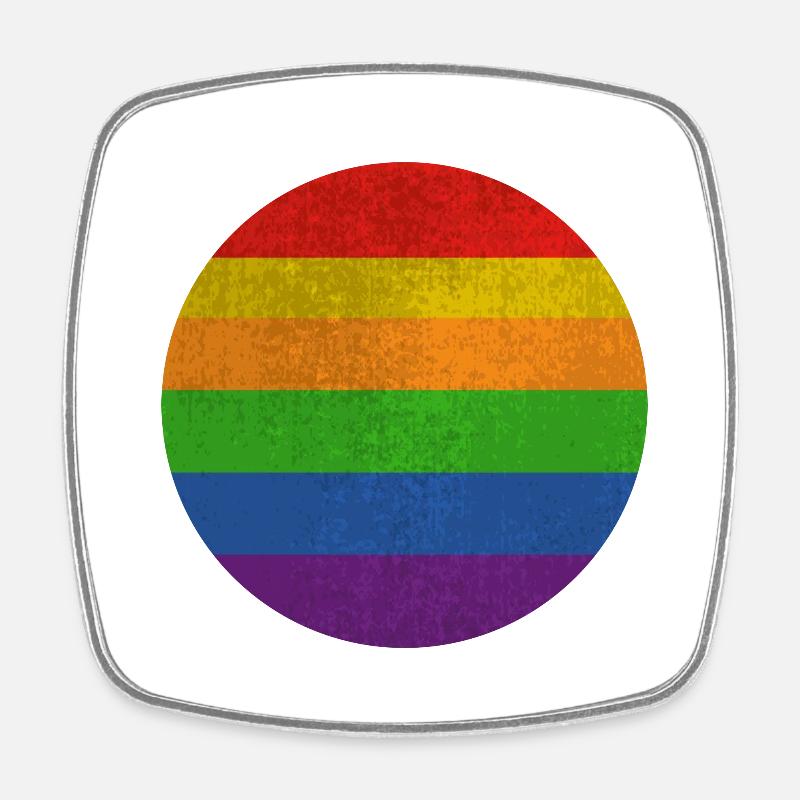Pride Flag Vintage Rainbow - Square fridge magnet - white