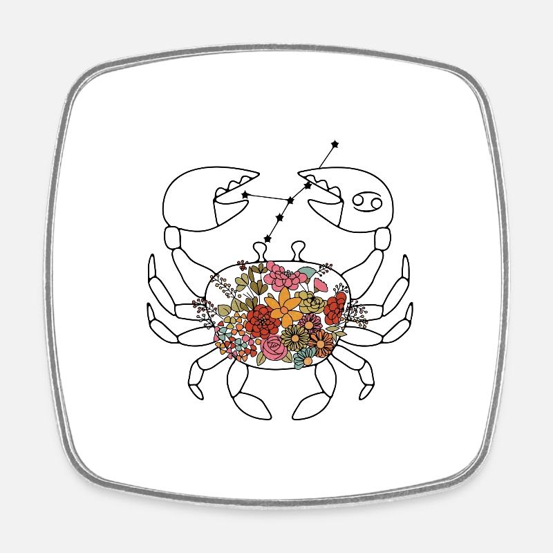 Zodiac Flower Retro - Square fridge magnet - white