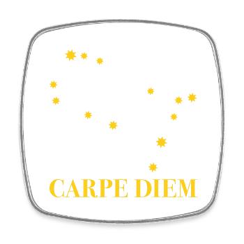 Carpe Diem nutze den Tag Sternbild Zwilling Gemini - Viereckiger Kühlschrankmagnet - Weiß - Vorne