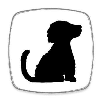Silhouette of well-behaved sitting dog - Square fridge magnet - white - Front