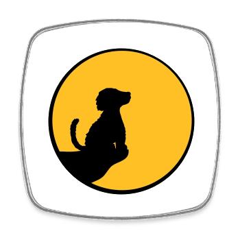 Mond Klippe sitzender Hund - Viereckiger Kühlschrankmagnet - Weiß - Vorne