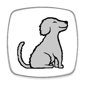 Happy seated good dog - Square fridge magnet - white - Front