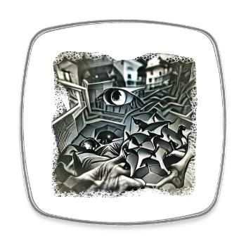 Escher Style - Square fridge magnet - white - Front