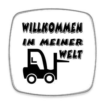 Gabelstapler - Viereckiger Kühlschrankmagnet - Weiß - Vorne