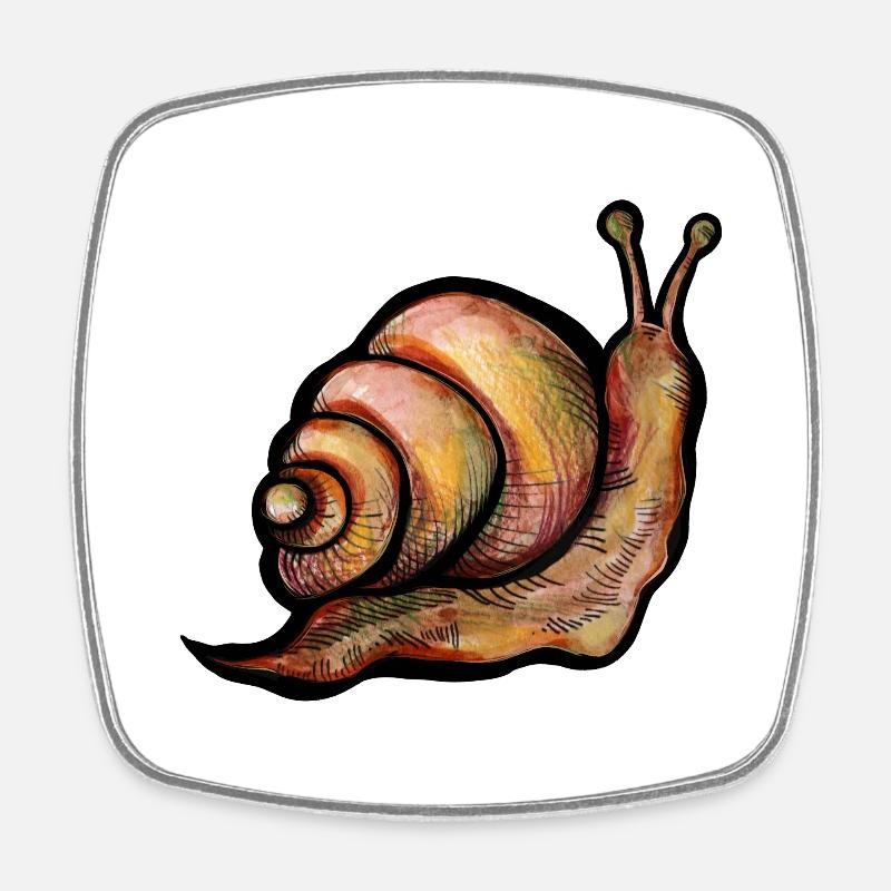Escargot - Magnet carré - blanc