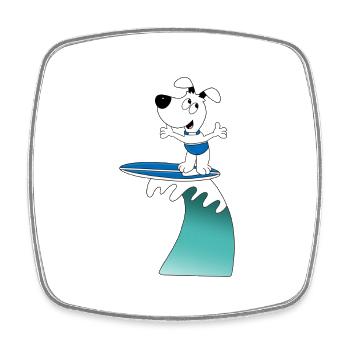 HUND - DOG - SURFER - WELLENREITER - WASSERSPORT - Viereckiger Kühlschrankmagnet - Weiß - Vorne