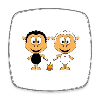 SCHAFE - SHEEPS - LAGERFEUER - MARSHMALLOWS - LOVE - Viereckiger Kühlschrankmagnet - Weiß - Vorne